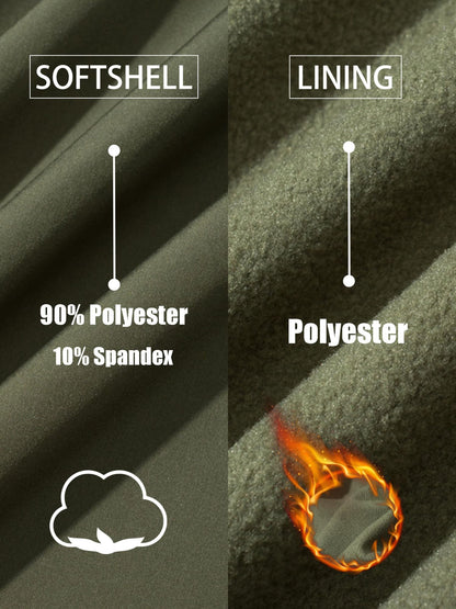 TACVASEN Waterproof Fleece Lining Windbreaker Mens Winter Work Jackets Zipper Pocket Casual Coats Full Zip Outwear Tops