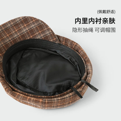 Vintage Plaid Newsboy Cap Women Men British Style Retro Artistic Octagonal Hat Female Male Casual Painter Cap Unisex Fall Winter