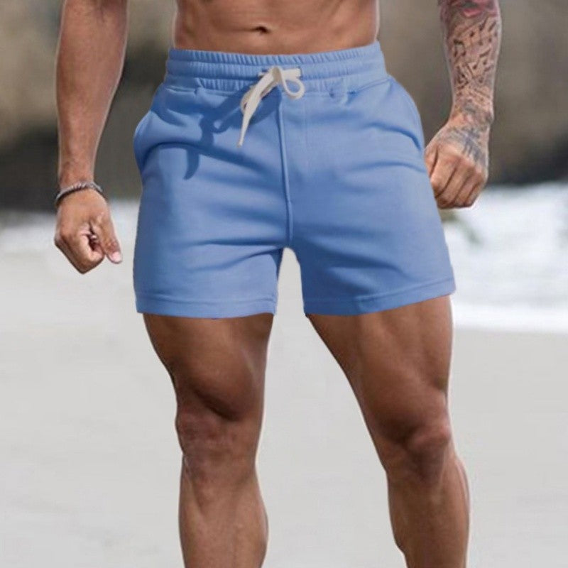 Summer Men Breathable Casual Gym Shorts Elastic Cotton Running Shorts Male Sport Basketball Shorts Blue Beach Shorts Man Clothes