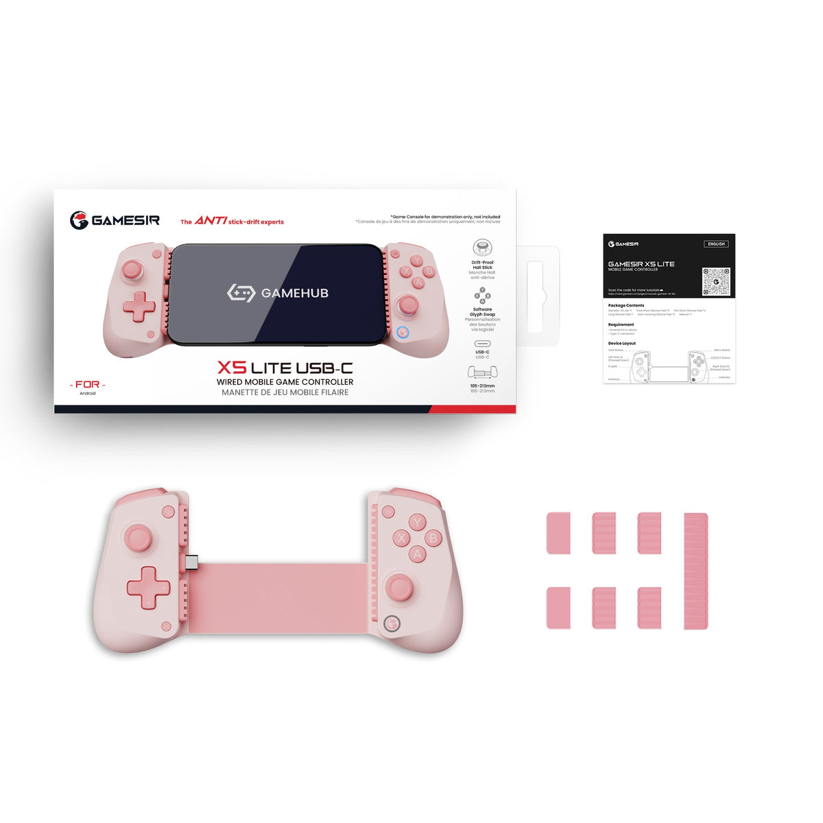 Original GameSir X5 Lite Type-C Mobile Gaming Controller with Membrane Hair Triggers ,Gamesir Hall Effect Sticks for IOS Android