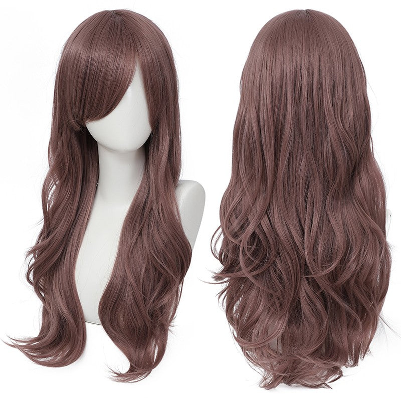 Peruca Cosplay Anime Versátil Multicolorida Cabelo Longo Cacheado com Cabelo Levemente Cacheado Peruca de Fibra Sintética
