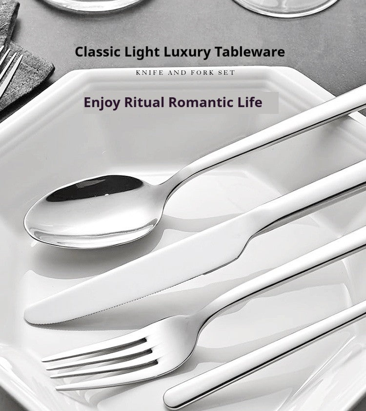 5PCS premium quality 420 and 18-10 Stainless steel Dinnerware Set cutlery set steak knife and fork dessert fork and spoon
