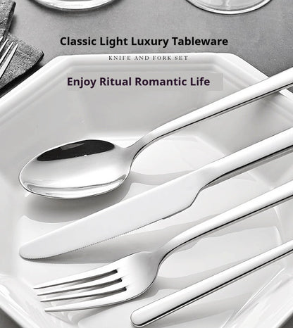 5PCS premium quality 420 and 18-10 Stainless steel Dinnerware Set cutlery set steak knife and fork dessert fork and spoon