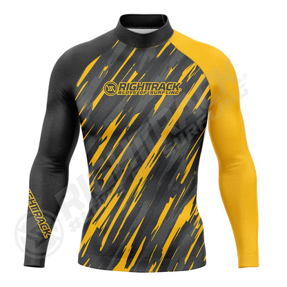 New Men's Surfing Shirt Spray Camo Lycra Rashguard RIGHTTRACK Surf Sportswear Beach UV Swimwear UPF50+ Clothes