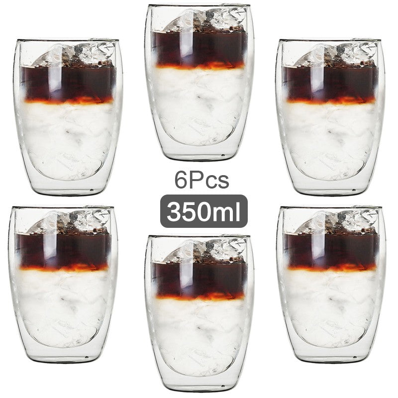 Copo de Vidro de Parede Dupla Isolamento Térmico Transparente Feito à Mão para Chá Copos MINI de Uísque Caneca de Café Expresso Conjunto de 250-450ml
