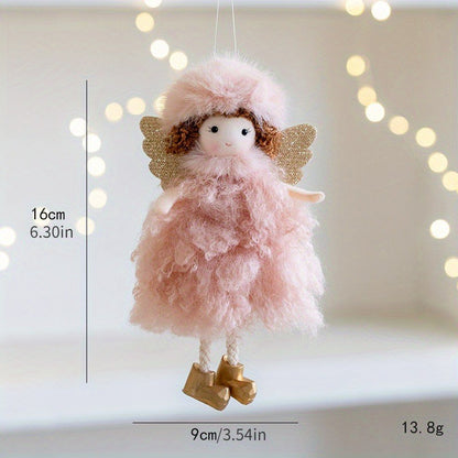Christmas mesh skirt antlers angel girl doll pendant Christmas tree decoration small pendant children New Year gift