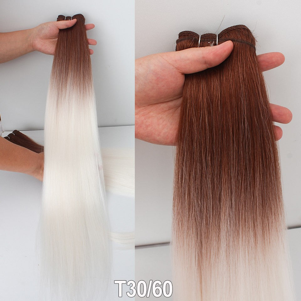 Cabelo Sintético Russo Liso de 65cm 200g, Extensões de Cabelo de Fibra com Bio Proteína Resistente ao Calor, Rabo de Cavalo para Cosplay