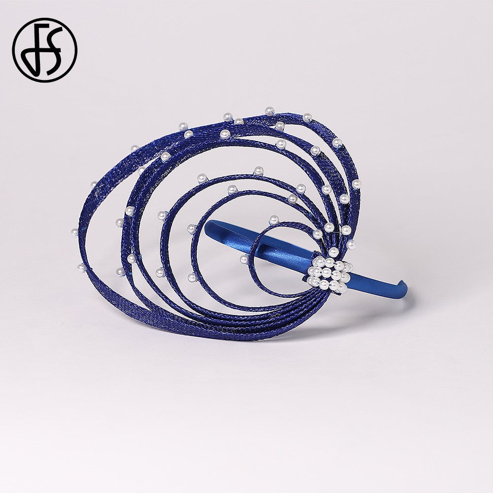 Fascinator Azul Royal com Pérolas Falsas - Elegante Toucado de Casamento, Chapéus Derby para Mulheres, Eventos de Coquetel, Chá e Igreja