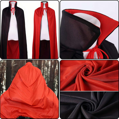 90Cm/120Cm/140Cm/150Cm Halloween Costumes for Men and Women, Role-Playing Apparel, Adult Stand-Collar Cape, Black and Red Reversible Long Robe, Unisex Adult Style, Reversible Stand-Collar Long Robe Cape