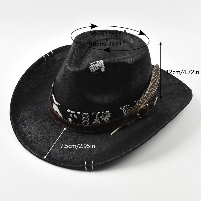 Chapéu Cowboy Masculino Vintage de Couro Sintético Feito à Mão Chapéu Cavalheiro Jazz Chapéu Panamá Cowgirl Sombrero Hombre