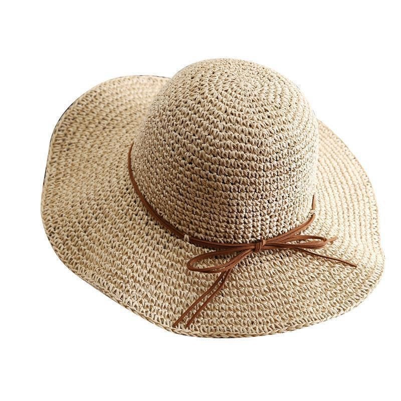 Holiday Sle Beach Fisherman Hat Seaside Sun Protection Sun Hat Large Brim Bow Woven Straw Hat Women Panama Chapeau Korean