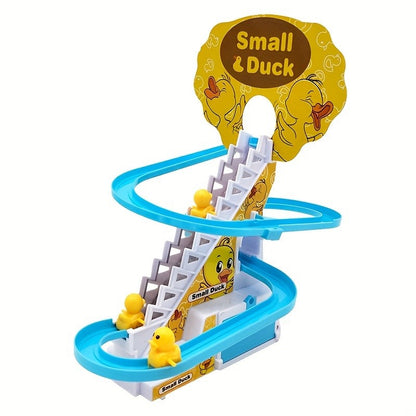 Brinquedo Ducky Escalada de Escadas com Luzes e Música, Pista de Deslize para Crianças, Brinquedo de Pista Divertido e Fofo, Perfeito para Presentes de Aniversário