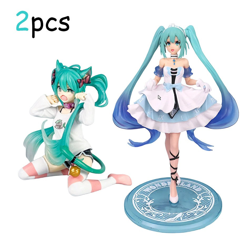 Animação Anime Linda Garota Hatsune Miku Artesanal Diabo Hatsune Miku Orelha de Gato Hatsune Miku Fofa Artesanal Modelo de PVC Decorações