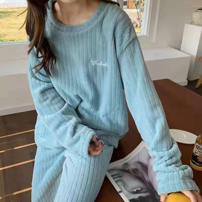 New Autumn/Winter Coral Fleece Pyjamas for Women Thickened Homewear Student Comfort Cotton Fleece Plus Size Fashion Pyjama Set
