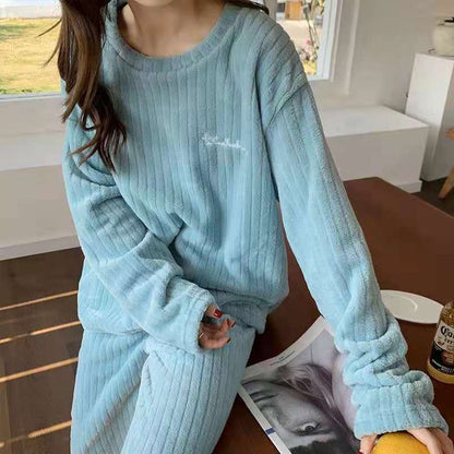 New Autumn/Winter Coral Fleece Pyjamas for Women Thickened Homewear Student Comfort Cotton Fleece Plus Size Fashion Pyjama Set