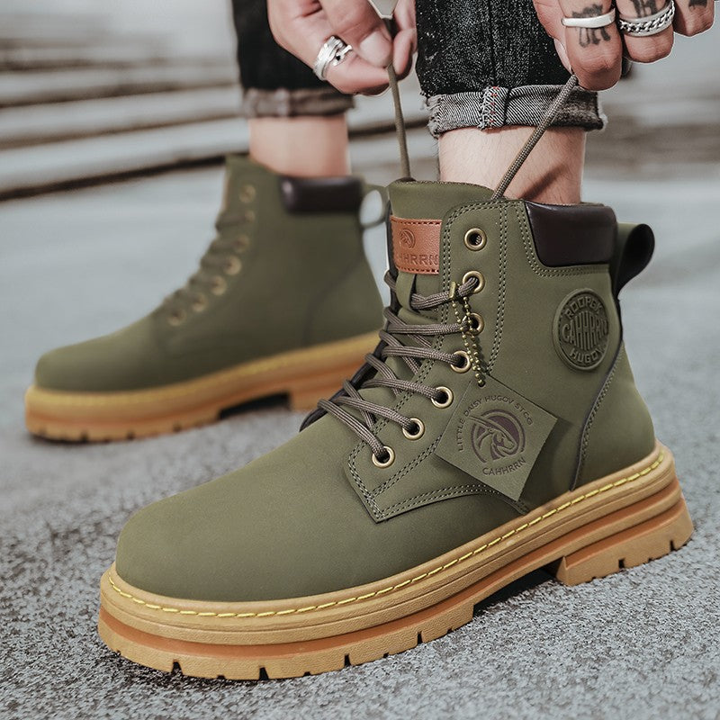 Botas Masculinas Grandes 48 Botas de Motocicleta Cano Curto Masculinas Impermeáveis para Caminhada Chelsea de Inverno Botas Retrô Confortáveis Botas Masculinas