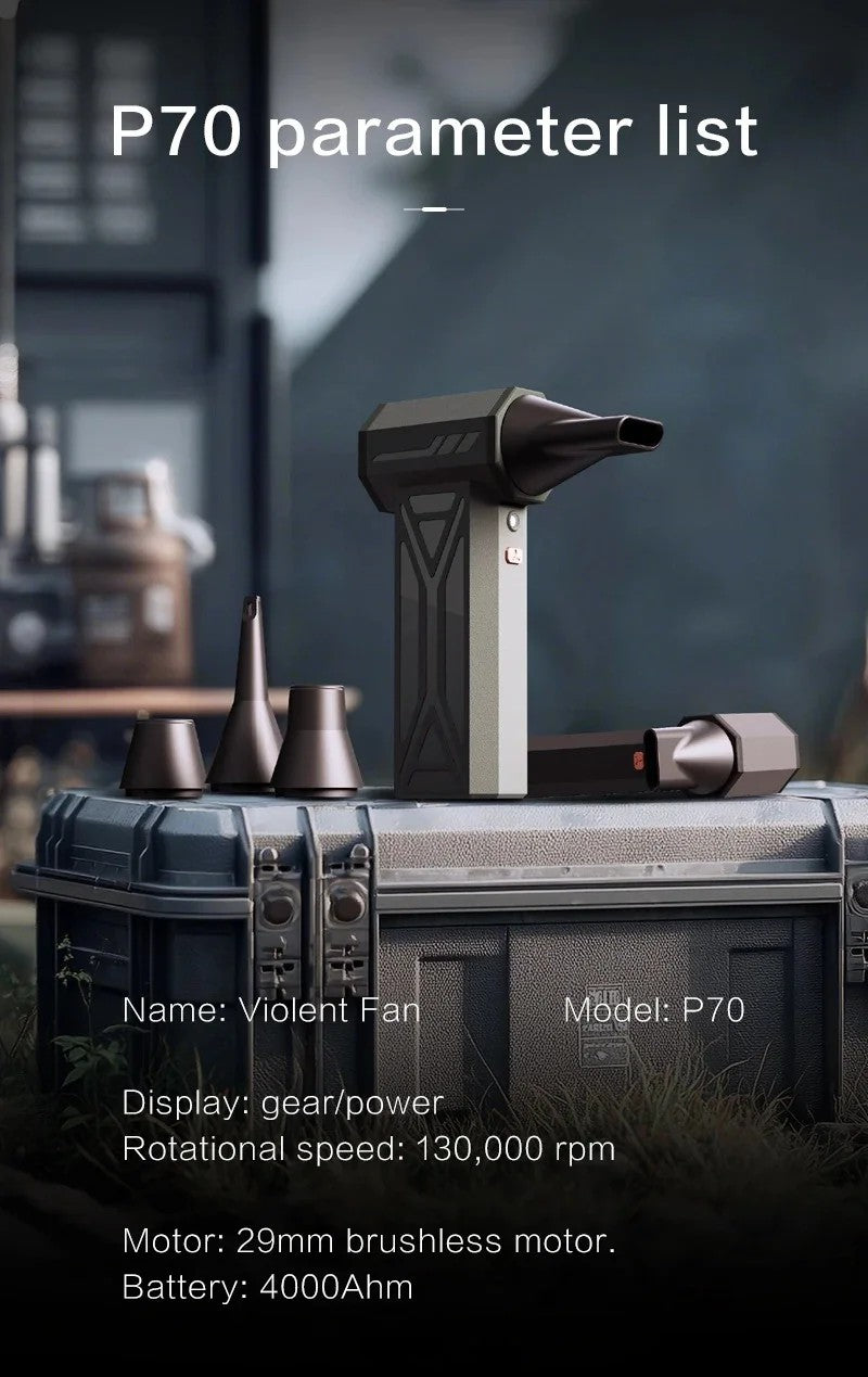 Turbo Fan Wind Pressure Powerful Turbo Air Blower With LED Light Wireless Dust Blower High Speed Jet Blower Vacuum Turbo Jet Fan