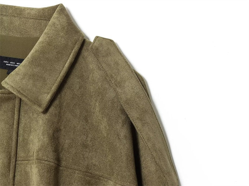 Women's Jacket Fall 2025 New Solid Color Long-Sleeved Faux Suede Loose Bomber Jacket Casual Fashion Personality Versatile