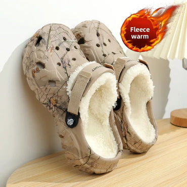 Men's Cotton Slippers Winter Thick Bottom Fleece Lined Warm Home EVA Comfortable Head Covered Slippers Roman Style Sandals