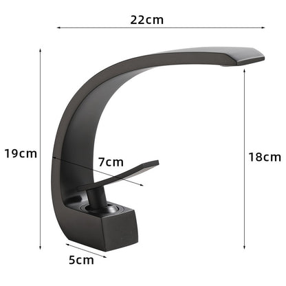 Basin Faucet Modern Bathroom Mixer Tap Black/Gold Wash basin Faucet Single Handle Hot and Cold Waterfall Faucet