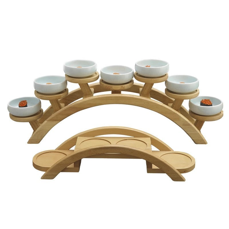 Hotpot Arch Bridge Plate Sushi Bridge Boat Tableware Dessert Wooden Dim Sum Plate Sushi Tray Japanese Kitchen Bento  Sushi Plate