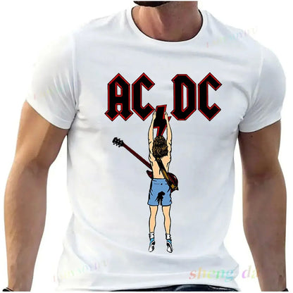 Pop singer Rock Band AC DC T-shirt Casual fashion men's short sleeve summer pure cotton breathable moisture absorption sweat