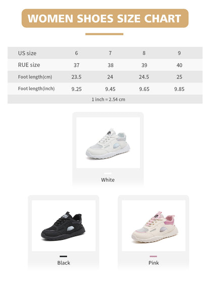 Women's Breathable Thick-Sole Casual Sneakers, Durable Outdoor Running/Walking Shoes with Fashion Design for Gym & Daily Wear