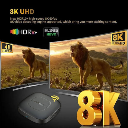 Smart TV Box 8GB 128GB Android 14 ATV Allwinner H313 Google Assistente Vídeo 8K 4k HDR10 Media Player T1 Box de TV Super Rápido