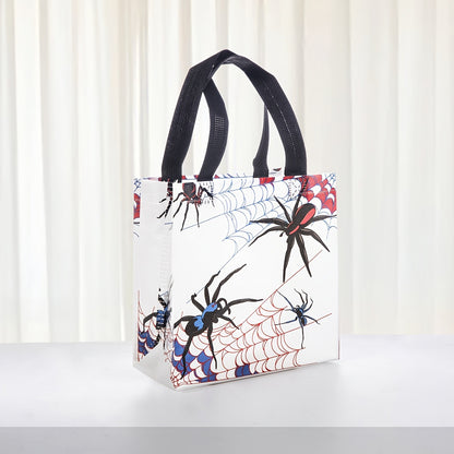 6/30pcs Spider Print Gift Bags Non Woven Tote Bags Halloween Party Favor Bags for Candy Gifts and Shopping