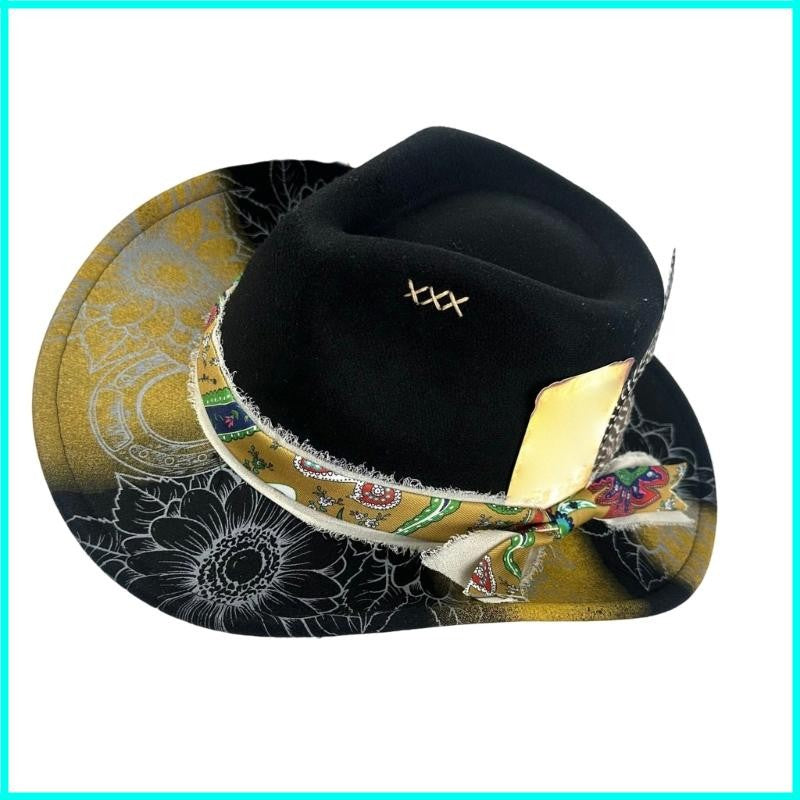 Friendly Cotton Blend Western styles Hat Braided Band Decoration Unisex