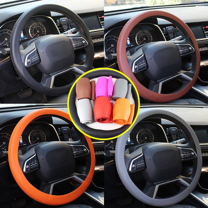 Capa de Volante Universal de Silicone Antiderrapante para Carro Textura Elástica Capas de Volante em Formato de D Acessórios de Decoração para Carro