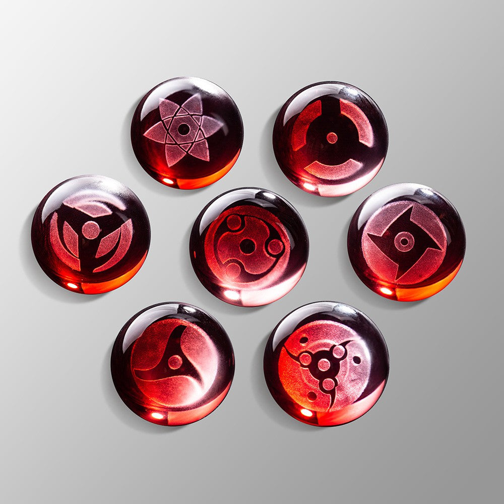 Bola De Cristal Anime Sharingan Com Base LED 7 Peças Luzes De Mesa Criativas Estatuetas Japonesas Fãs Ninjas Presente De Aniversário Modelo Colecionável