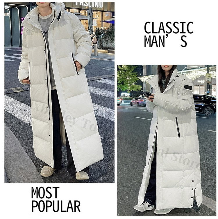 Maxbarley New 90 Goose Down Jacket Men Women Winter Thick Warm Long Knee Over Down Jacket High-quality Lightweight Puffer Coats