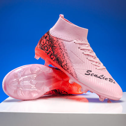 High-top Football Boots, Long Spikes Football Boots, Professional Firm Ground Non-Slipping Training Soccer Cleats for Big Boys