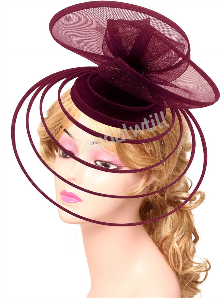 Chapéu Fascinator de Igreja Véu de Casamento de Malha Feminino para Festa Banquete Chapéu Boné Faixa de Cabelo Feminina Festa Chá Royal Ascot Chapéus Pillbox