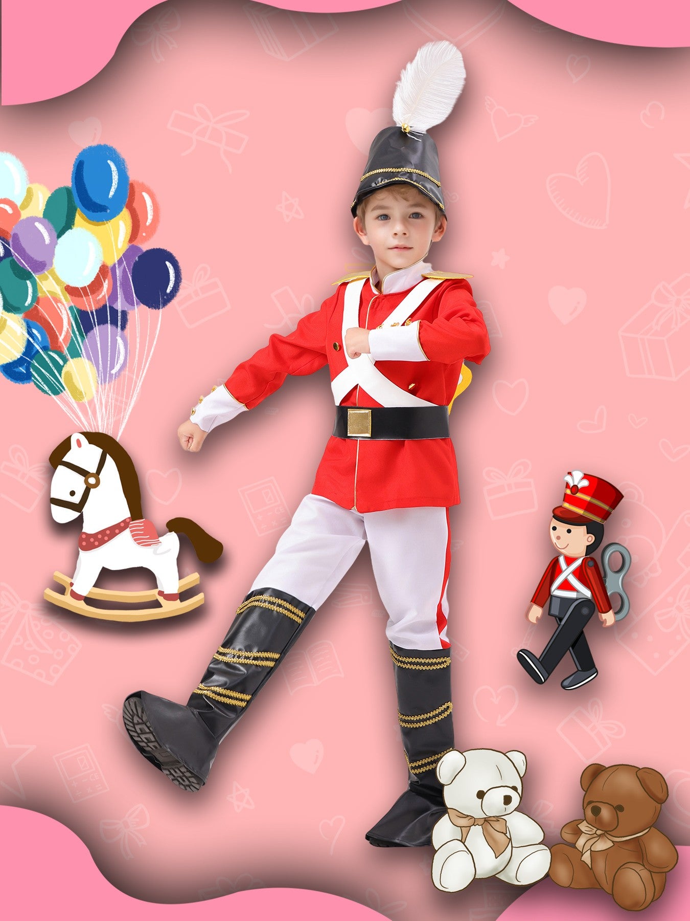 Boys Toy Soldier Costume Halloween Stage Performance Outfit Kids Military Role Play Set  - New Arrival 2025