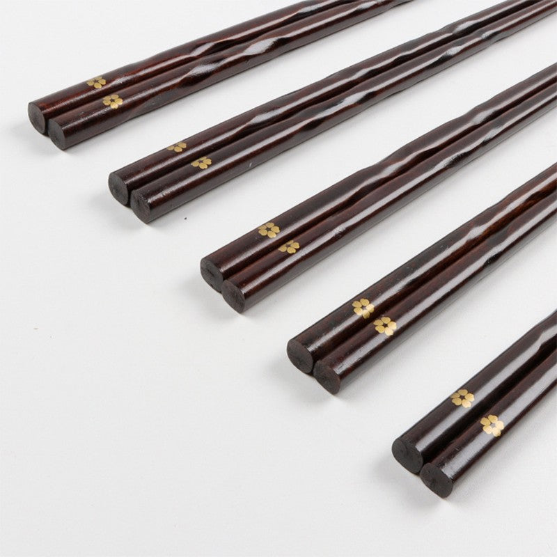5 Pares de Hashis Japoneses para Sushi de Madeira Natural Ecológicos Reutilizáveis para Comida Coreana Chinesa