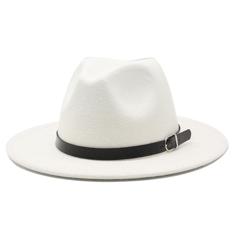 Men's fedora hat Men's and women's universal solid color fedora hat Women's 21 color wide brim jazz hat Autumn and winter Britis