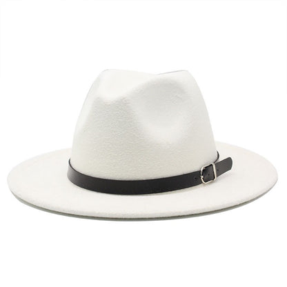 Men's fedora hat Men's and women's universal solid color fedora hat Women's 21 color wide brim jazz hat Autumn and winter Britis