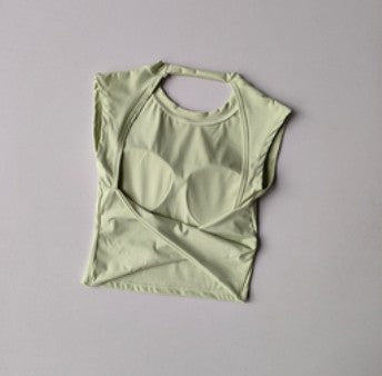 Yoga Suit Sports Top Women with Chest Pad Sexy Short-sleeved T-shirt Running Beauty Back Pilates Training Fitness Clothes Summer