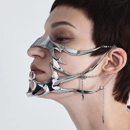 Halloween Punk Alien Decent Nose Mechanical Mask Cosplay Chin Gothic Masks Metal Wear Masquerade Party Accessories Cool Stuff