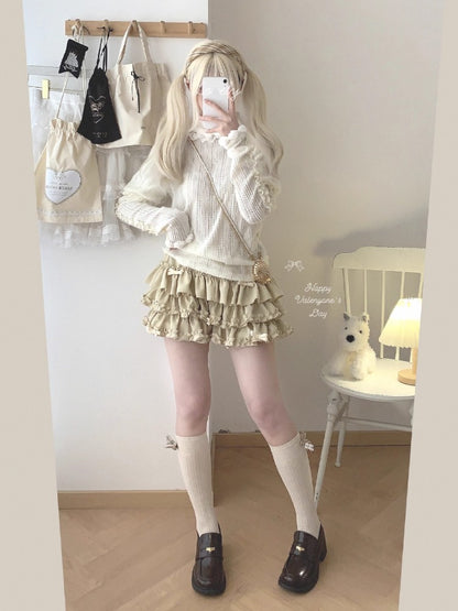 Y2K Sweet Ruffles Mini Skirt Women Kawaii Lolita Bow A Line Skirts Harajuku Japanese Cute High Waist Pink Blue Cake Skirt