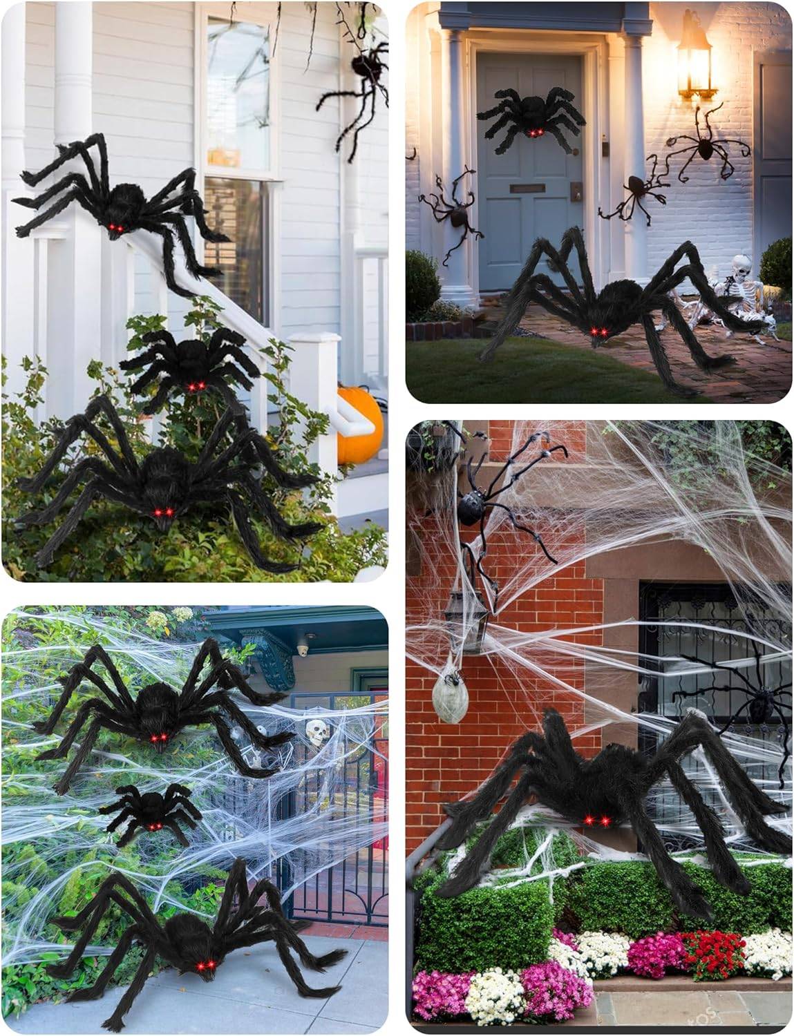 Giant Black Plush Spider Halloween Decoration 30-200cm Horror Haunted House Props Indoor Outdoor Party Scary Decor
