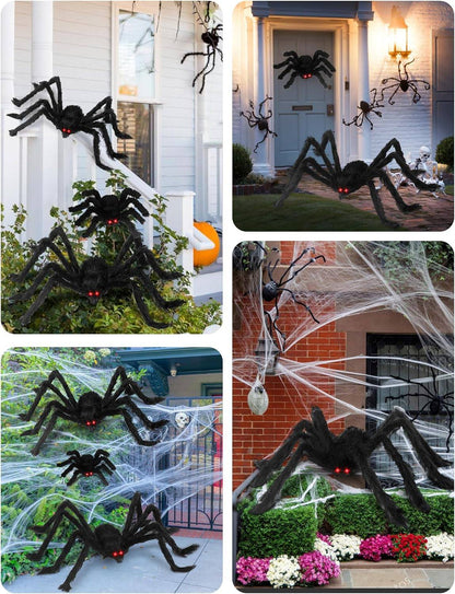 Giant Black Plush Spider Halloween Decoration 30-200cm Horror Haunted House Props Indoor Outdoor Party Scary Decor