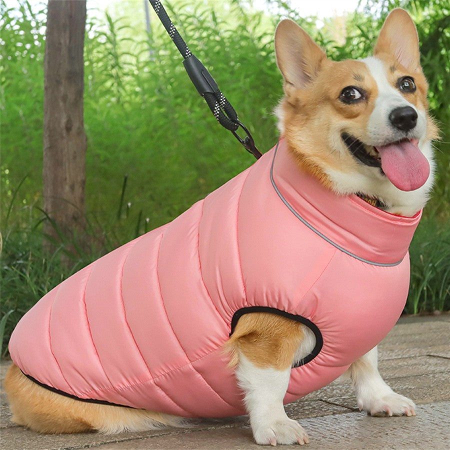 Autumn Winter New Double-Sided Warm Dog Cotton Clothes Pet Clothes One Piece through the Winter Dog Clothes