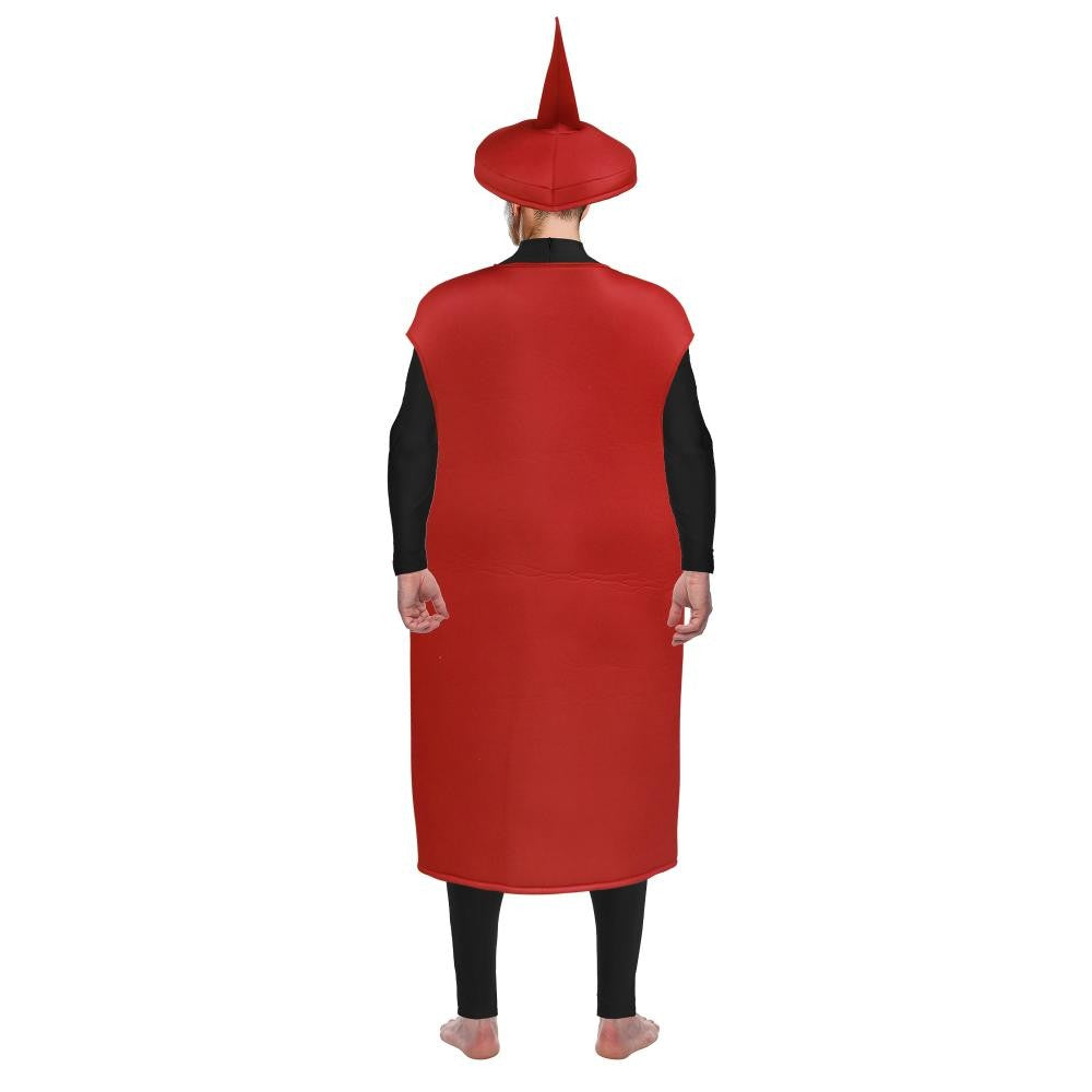 Zawaland Red Tomato Delicious Ketchup Costume Adult Boy Girl Funny Disguise Suit Yellow Mustard Halloween Cosplay Party Clothes