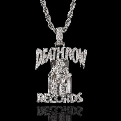 Hip Hop Jewelry Deathrow Records Pendant Necklaces for Men Iced Out Cubic Zirconia Charms 18K Gold Plated Copper Pendants