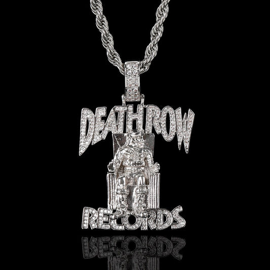 Hip Hop Jewelry Deathrow Records Pendant Necklaces for Men Iced Out Cubic Zirconia Charms 18K Gold Plated Copper Pendants