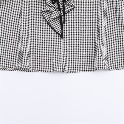 Women's Shirt Fall 2025 New Red Check Long Sleeve Stacked Decoration Pastoral Collegiate Shirt Casual Fashion Lively Personality