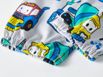 Boys Cartoon Engineering Car Pajamas Set 100% Cotton 2PC Loungewear  Long Sleeve Elastic Cuffs Soft sleepwear For Kids 1-8 Years
